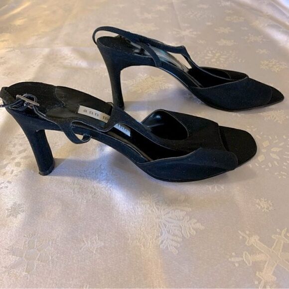 Ann Marino Slingback Sandals Black Peep Toe Sz 10 Gorgeous - Picture 4 of 5